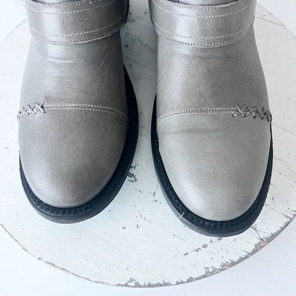 Lane DUSTOFF Womens Cowboy Boots 8.5 Cowgirl Ankle Western Gray Leather BootIe - Picture 7 of 12